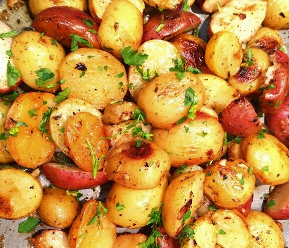 Olive Oil Roasted Lemon Garlic Potatoes