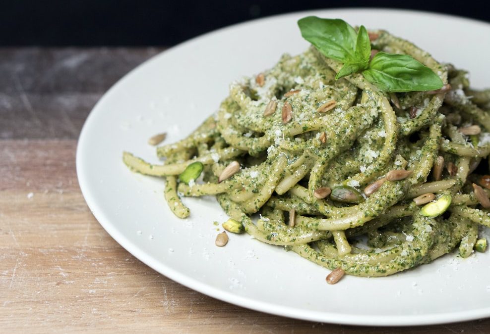 Pasta Pesto (“Italian Dinner to Go”)  – serves 2-4 – by Olive the Best Team Member, Diksha Roopowa