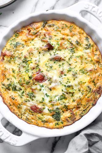 Crustless Quiche – Leek, Tomato, Spinach & Swiss /Gruyere