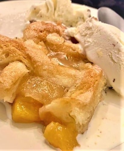 Peach Apricot Balsamic Cobbler