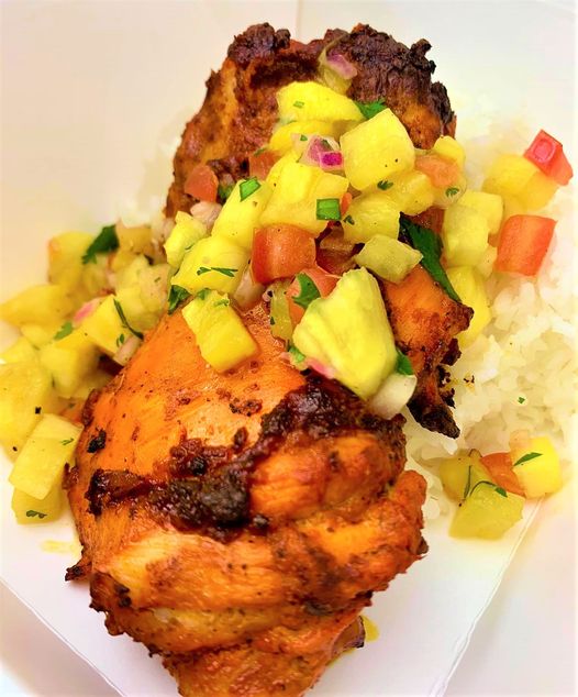 Tropical Grilled Chicken Wings with Mango Pineapple Salsa