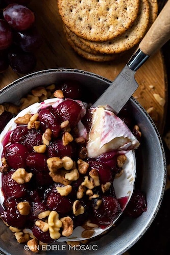 Pear Walnut Pomegranate Baked Brie