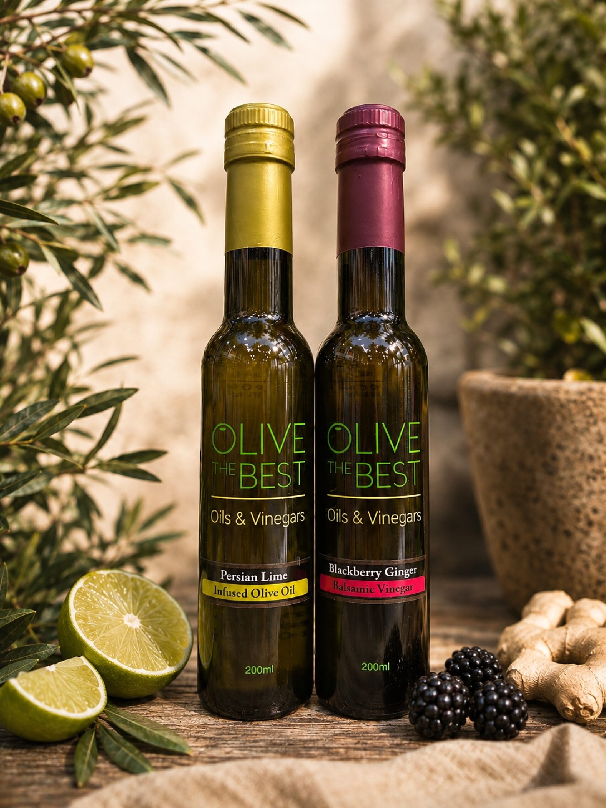 Pairing of the Month Persian Lime Infused Olive Oil & Blackberry Ginger Balsamic