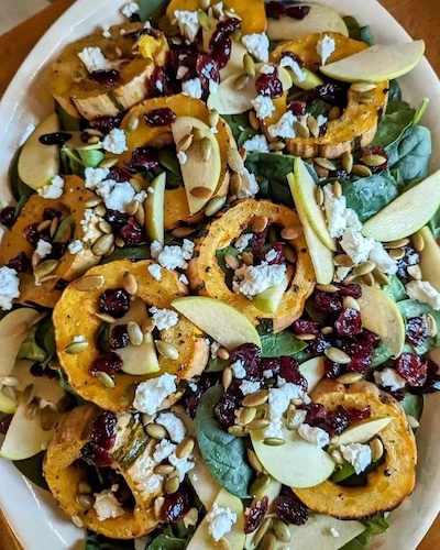 Roasted Delicata Squash Salad with Apricot & Milanese Gremolata Vinaigrette