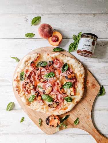 Grilled Peach & Prosciutto Pizza